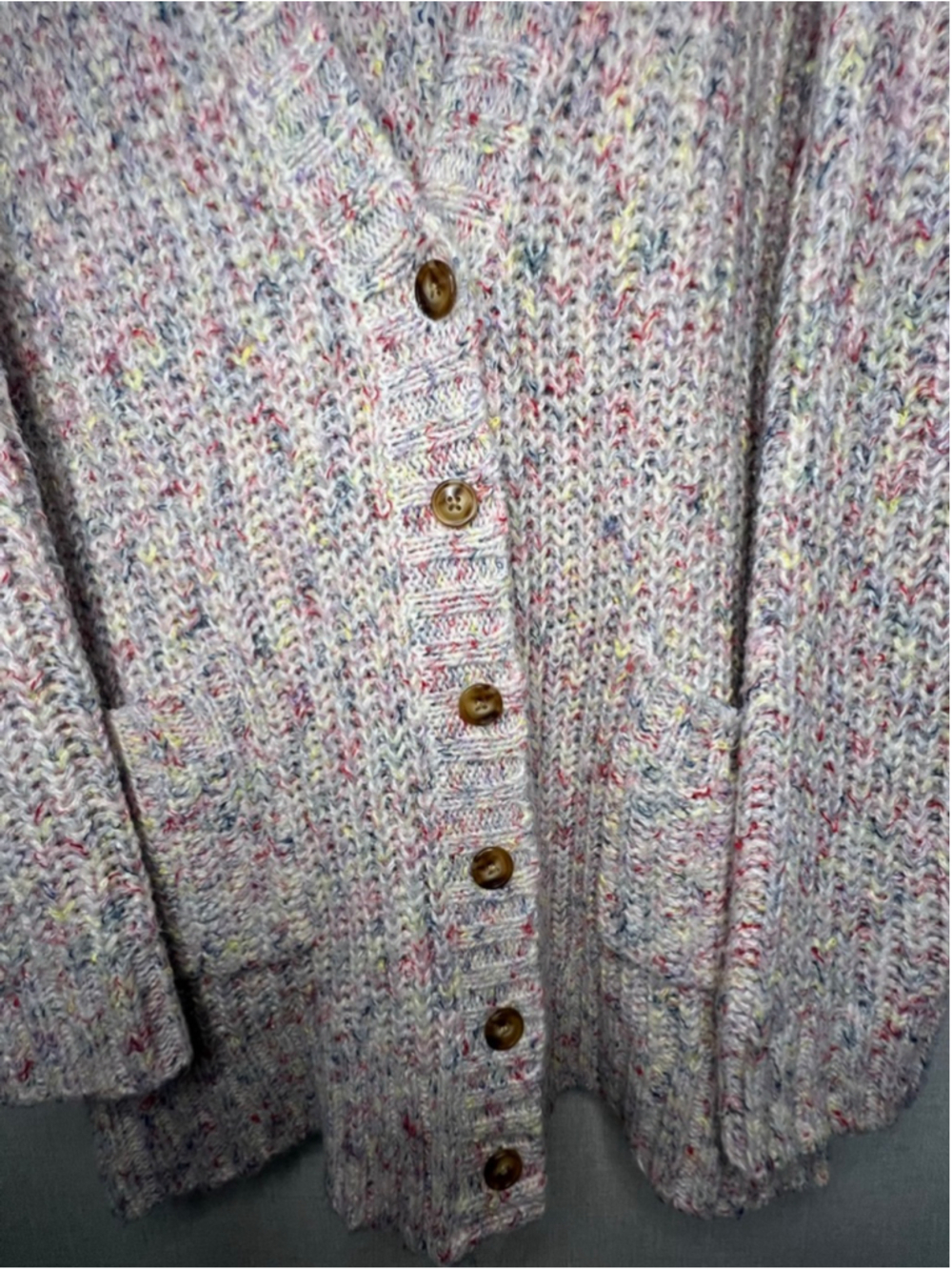 Torrid Multicolor Confetti Knit Button Front Long Sleeve Cardigan Sweater - Picture 3 of 5